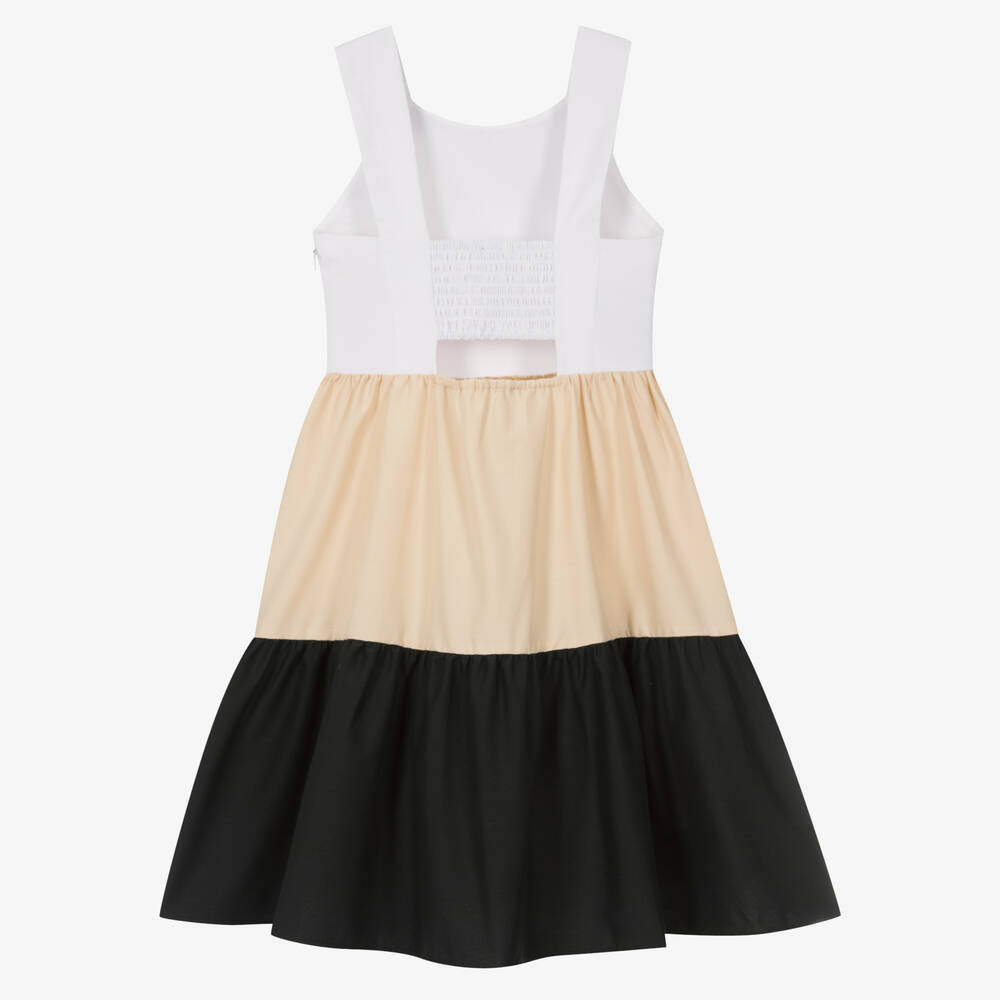 Mayoral-Girls Black & Beige Tiered Dress | Childrensalon Outlet