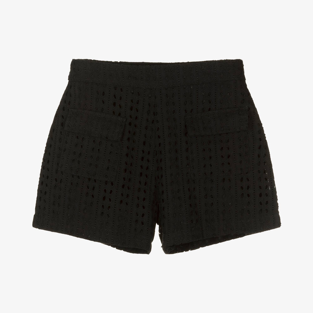 Mayoral - Schwarze Shorts mit Lochstickerei | Childrensalon