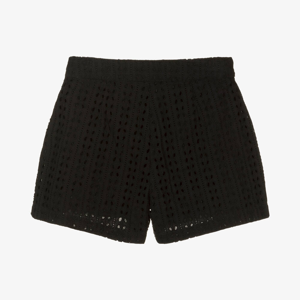Mayoral-Girls Black Broderie Anglaise Shorts | Childrensalon Outlet