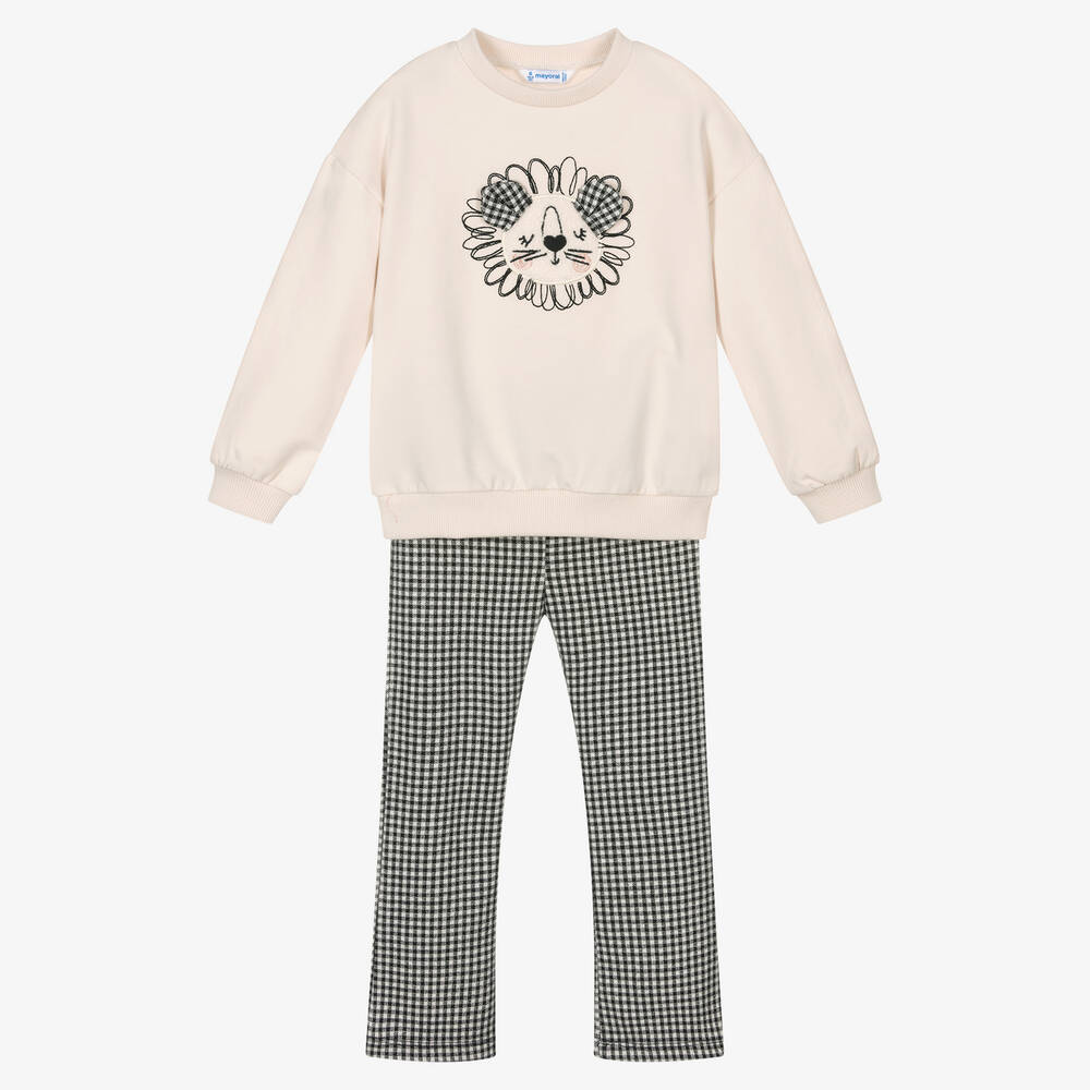 Mayoral - Girls Black Check Leggings Set | Childrensalon