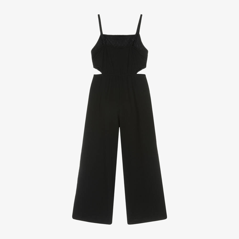 Mayoral-Girls Black Cotton Jersey Jumpsuit | Childrensalon Outlet