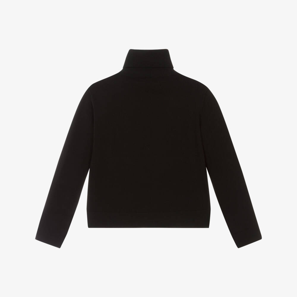 Mayoral-Girls Black Cotton Knit Roll Neck Top | Childrensalon Outlet