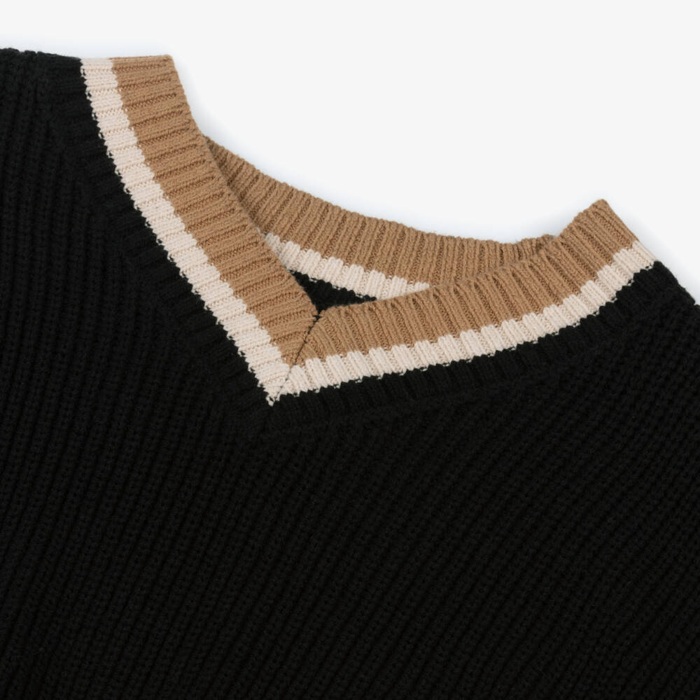 Mayoral-Girls Black Cotton Knit Slipover Top | Childrensalon Outlet