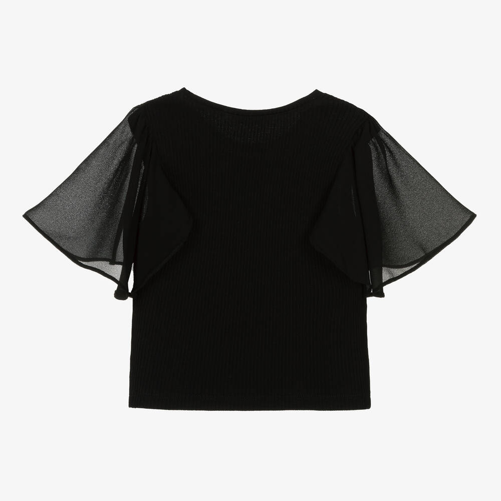 Mayoral-Girls Black Cotton Rib T-Shirt | Childrensalon Outlet
