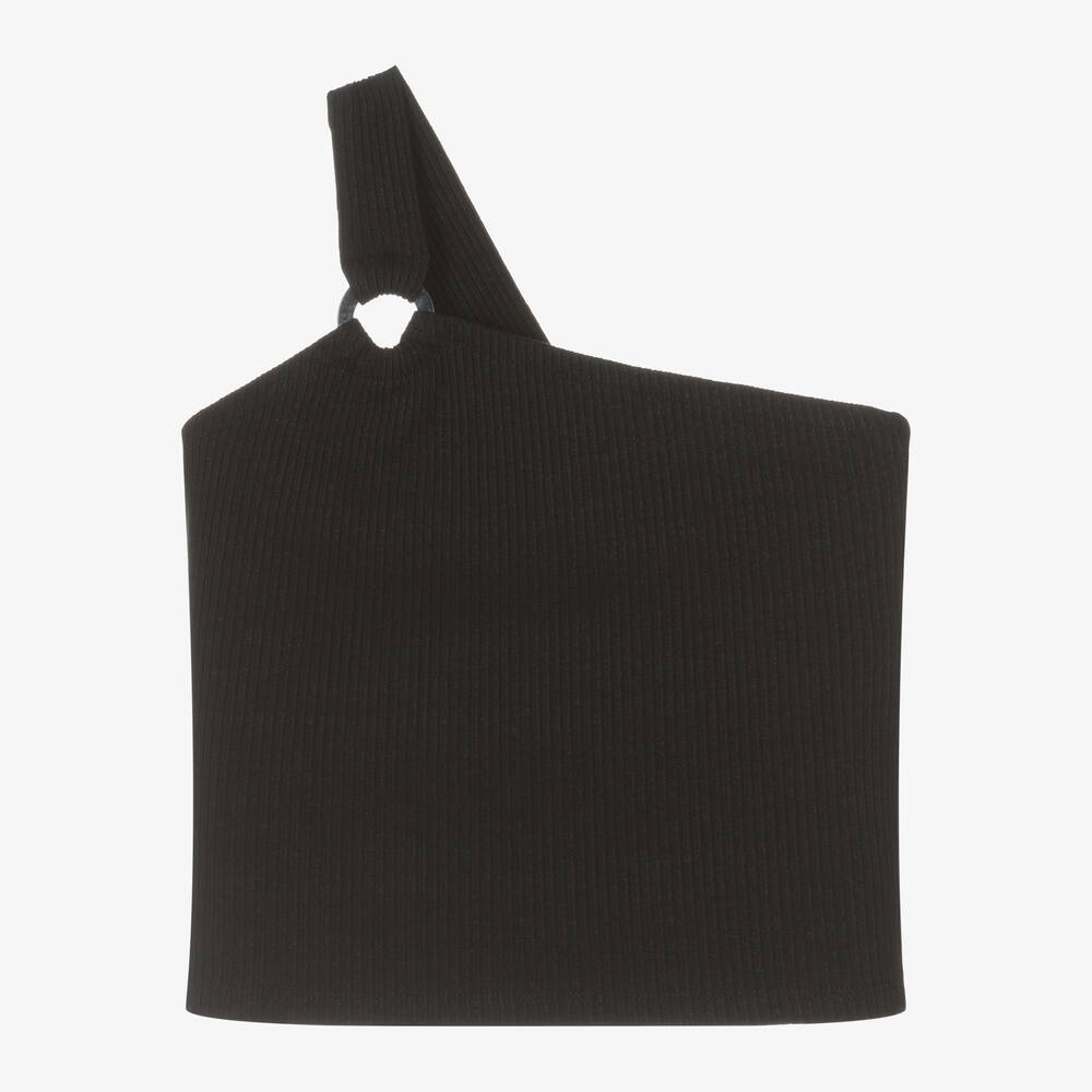 Mayoral-Girls Black Cotton Ribbed Top | Childrensalon Outlet