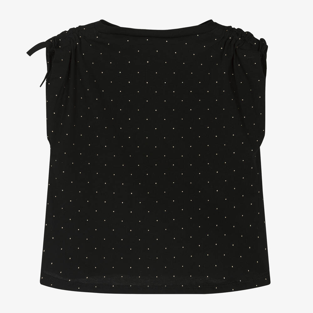 Mayoral-Girls Black Cotton Studded T-Shirt | Childrensalon Outlet