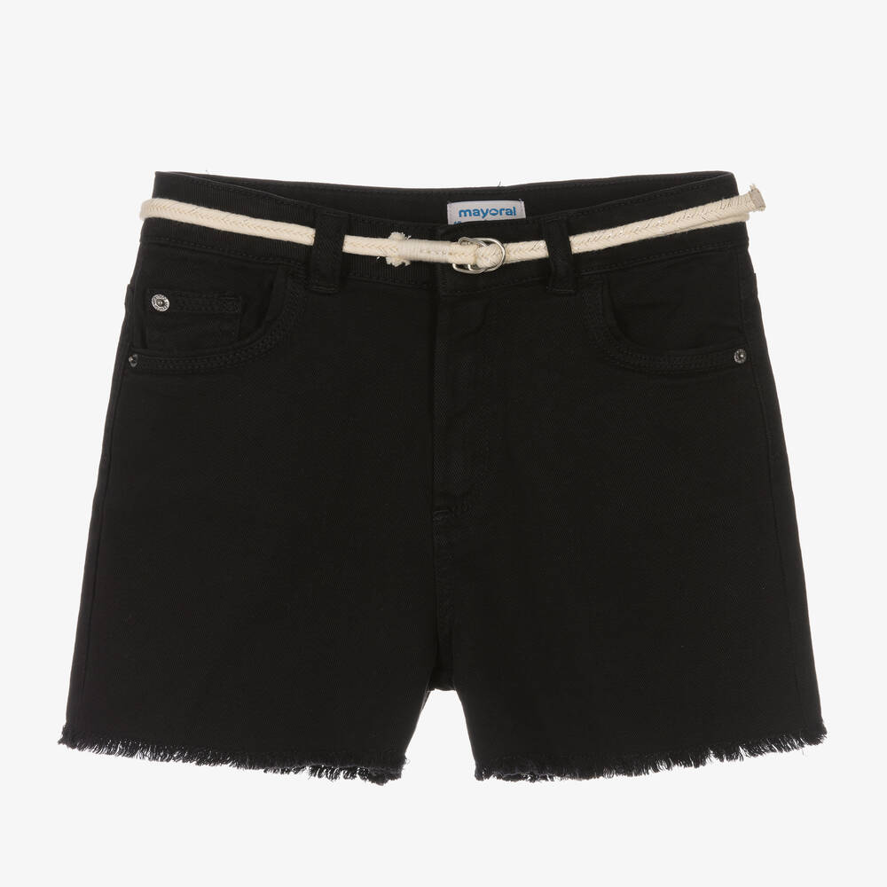 Mayoral - Girls Black Denim Shorts | Childrensalon