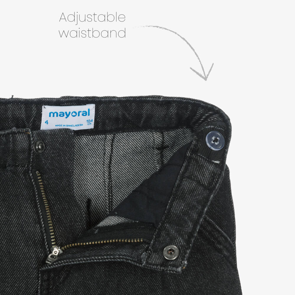 Mayoral-Girls Black Denim Wide-Leg Jeans | Childrensalon Outlet