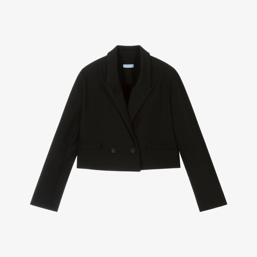 Mayoral-Элегантный укороченный пиджак черного цвета для девочек | Childrensalon Outlet