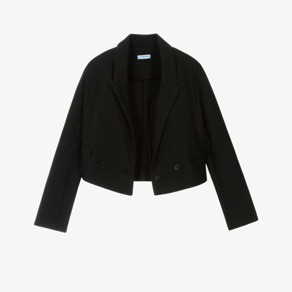 Mayoral-Элегантный укороченный пиджак черного цвета для девочек | Childrensalon Outlet