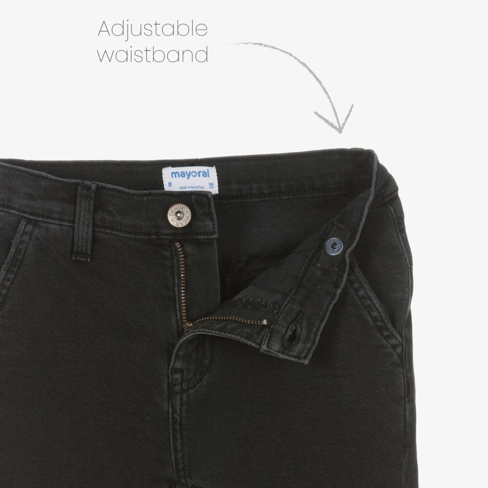 Mayoral-Girls Black Fade Denim Trousers | Childrensalon Outlet