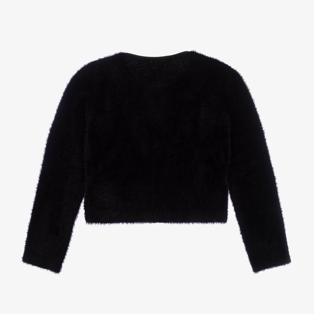 Mayoral Girls Black Faux Fur Zip Up Cardigan Childrensalon Outlet
