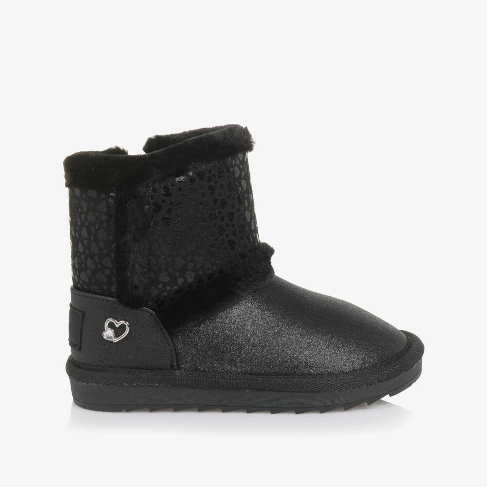 Mayoral-Girls Black Faux Leather Boots with Faux Fur Lining | Childrensalon Outlet
