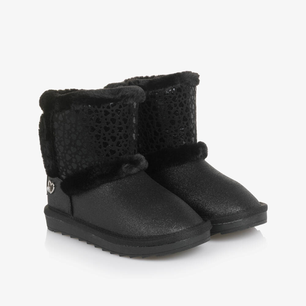 Mayoral-Girls Black Faux Leather Boots with Faux Fur Lining | Childrensalon Outlet