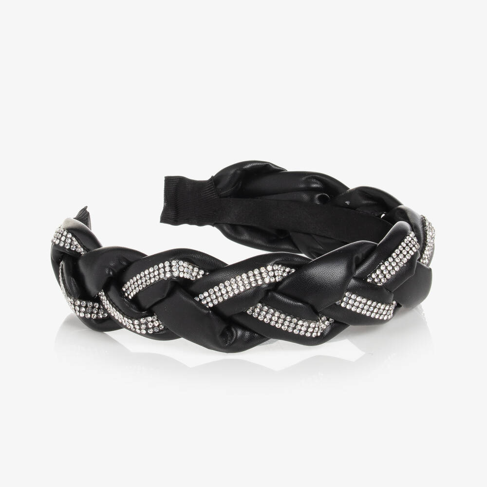 Mayoral-Girls Black Faux Leather Hairband | Childrensalon Outlet