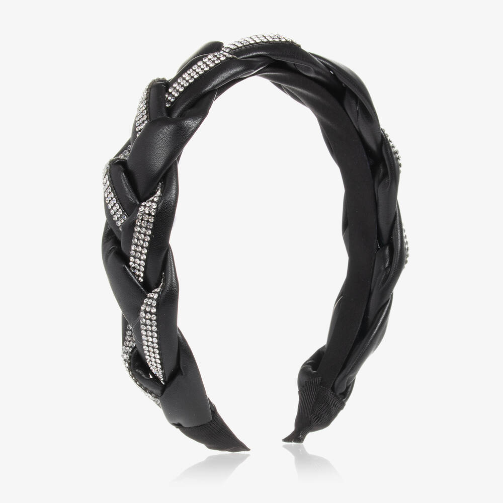 Mayoral-Girls Black Faux Leather Hairband | Childrensalon Outlet