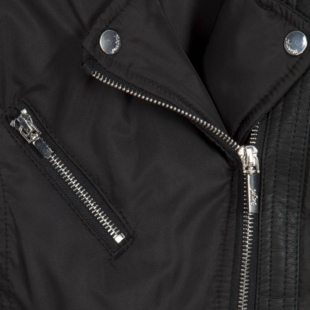 Mayoral-Girls Black Faux Leather Jacket | Childrensalon Outlet