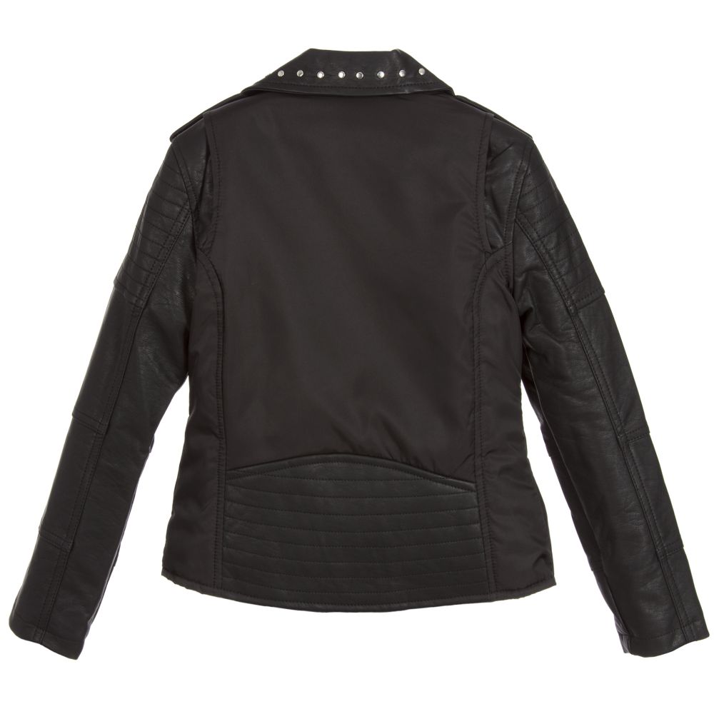 Mayoral - Girls Black Faux Leather Jacket | Childrensalon Outlet