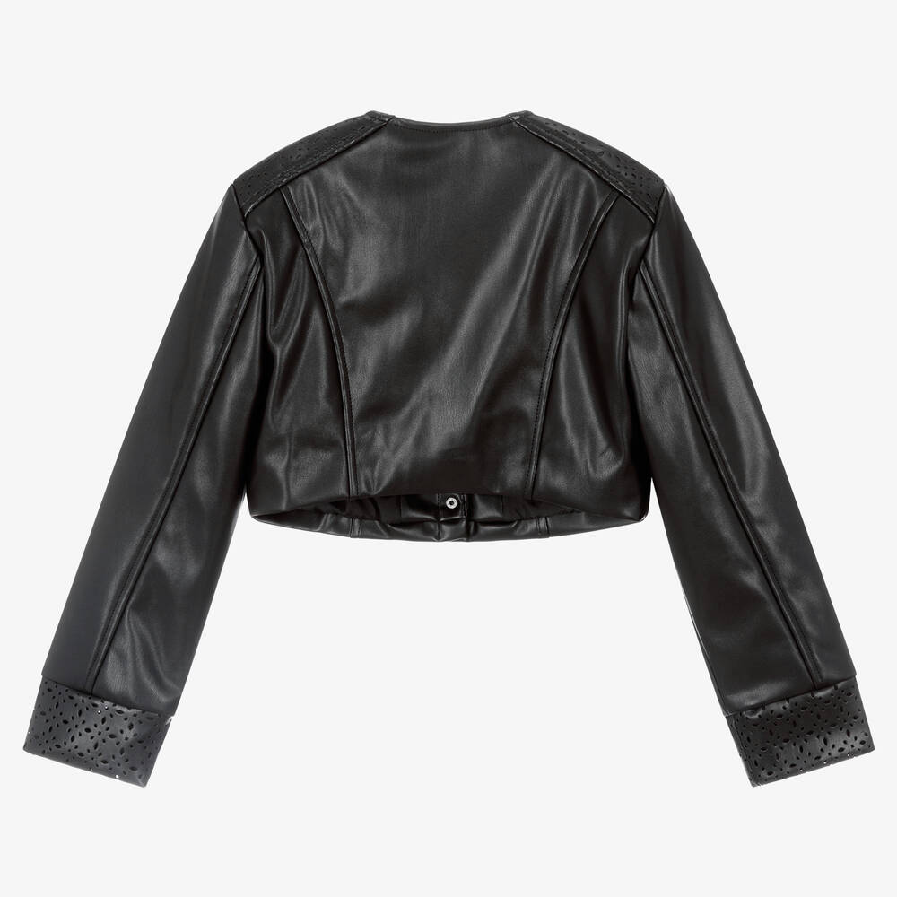 Mayoral-Girls Black Faux Leather Jacket | Childrensalon Outlet