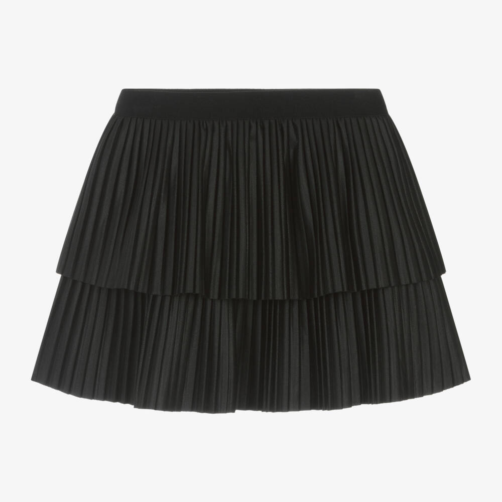 Mayoral-Girls Black Faux Leather Pleated Skirt | Childrensalon Outlet