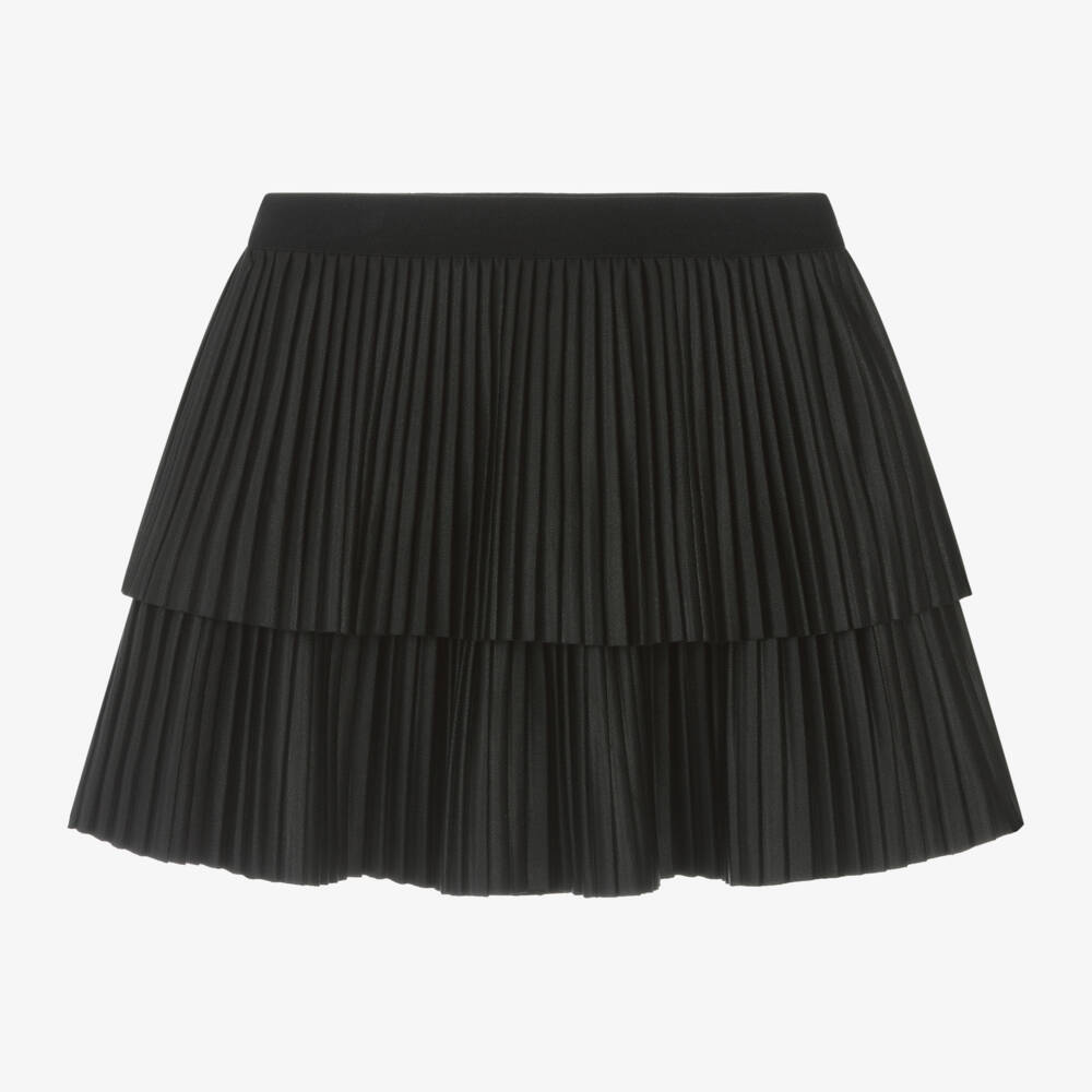 Mayoral-Girls Black Faux Leather Pleated Skirt | Childrensalon Outlet