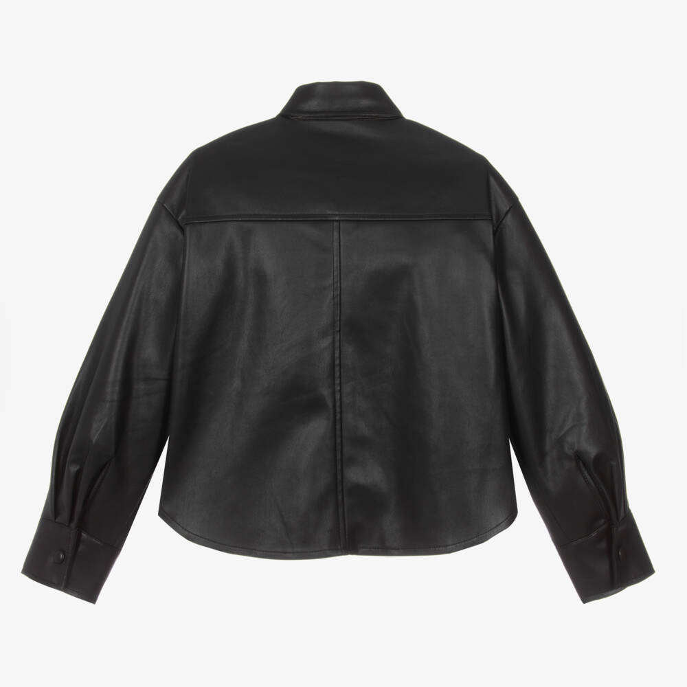 مايورال-قميص جلد صناعي لون أسود للبنات | Childrensalon Outlet