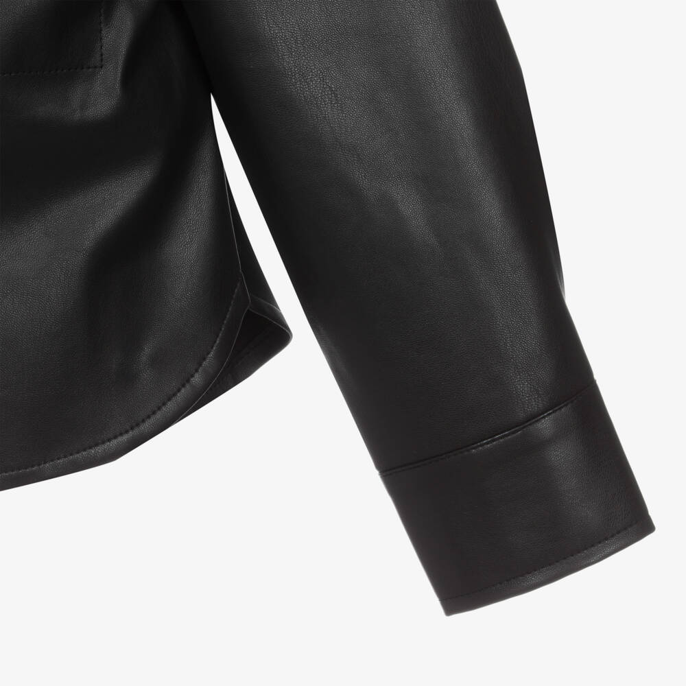 مايورال-قميص جلد صناعي لون أسود للبنات | Childrensalon Outlet