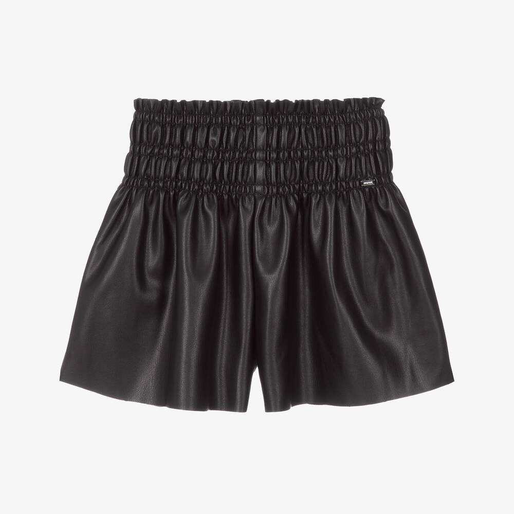 Short noir en simili cuir Fille