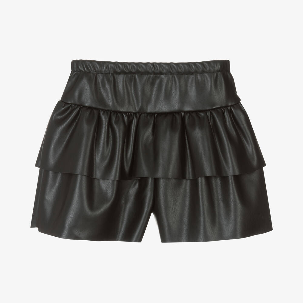 Mayoral-شورت سكورت جلد صناعي لون أسود للبنات | Childrensalon Outlet