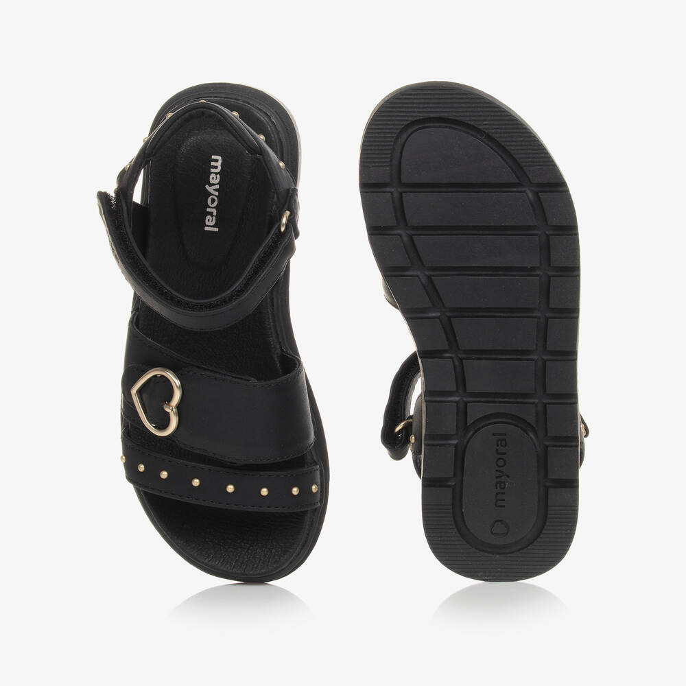 Mayoral-Girls Black Faux Leather Studded Sandals | Childrensalon Outlet