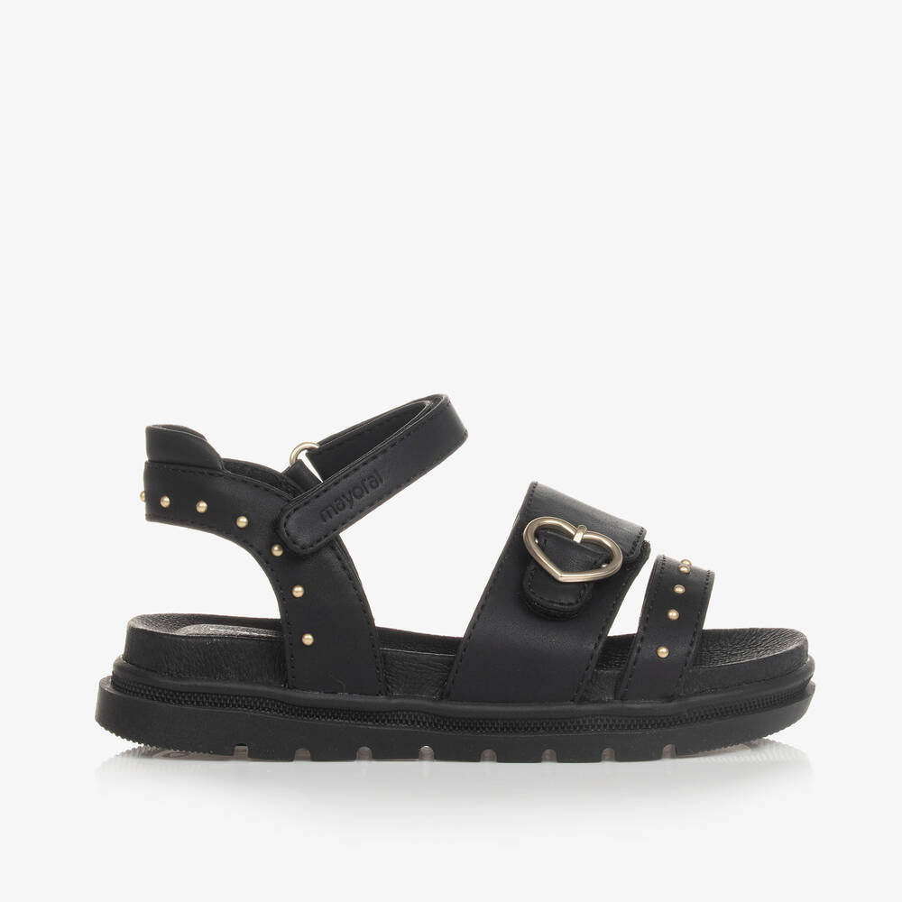 Mayoral-Girls Black Faux Leather Studded Sandals | Childrensalon Outlet
