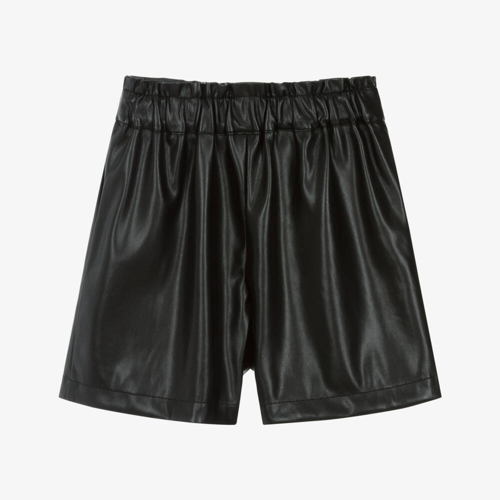 Mayoral-شورت جلد صناعي أسود للبنات مع رباط | Childrensalon Outlet