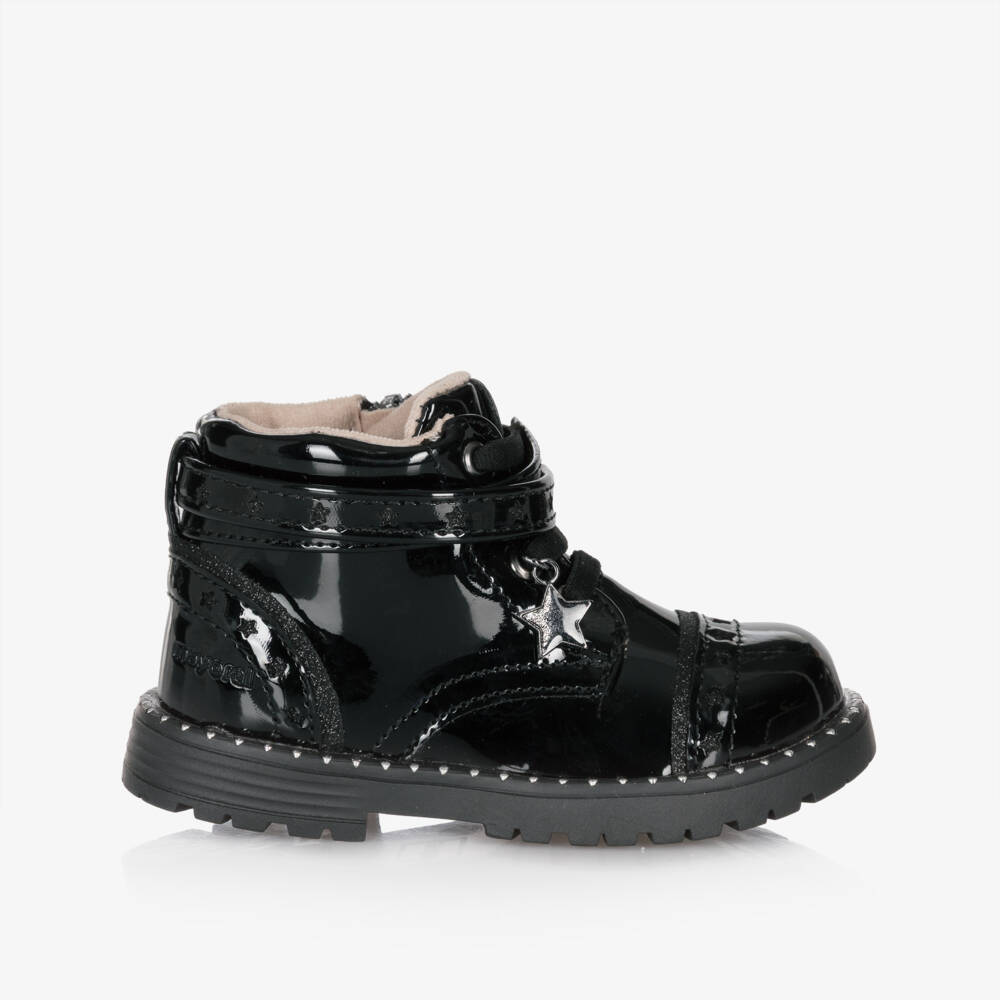 Mayoral-Girls Black Faux Patent Leather Boots | Childrensalon Outlet