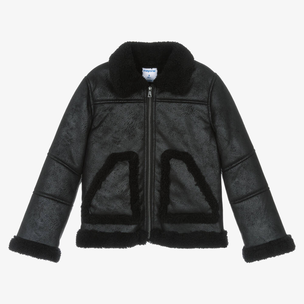 Mayoral - Черная куртка из искусственной замши для девочек | Childrensalon
