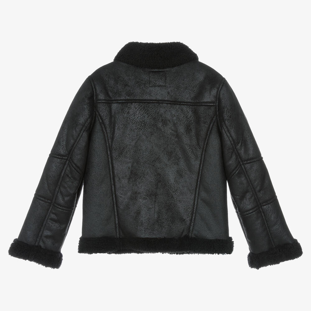 Mayoral Girls Black Faux Suede Jacket