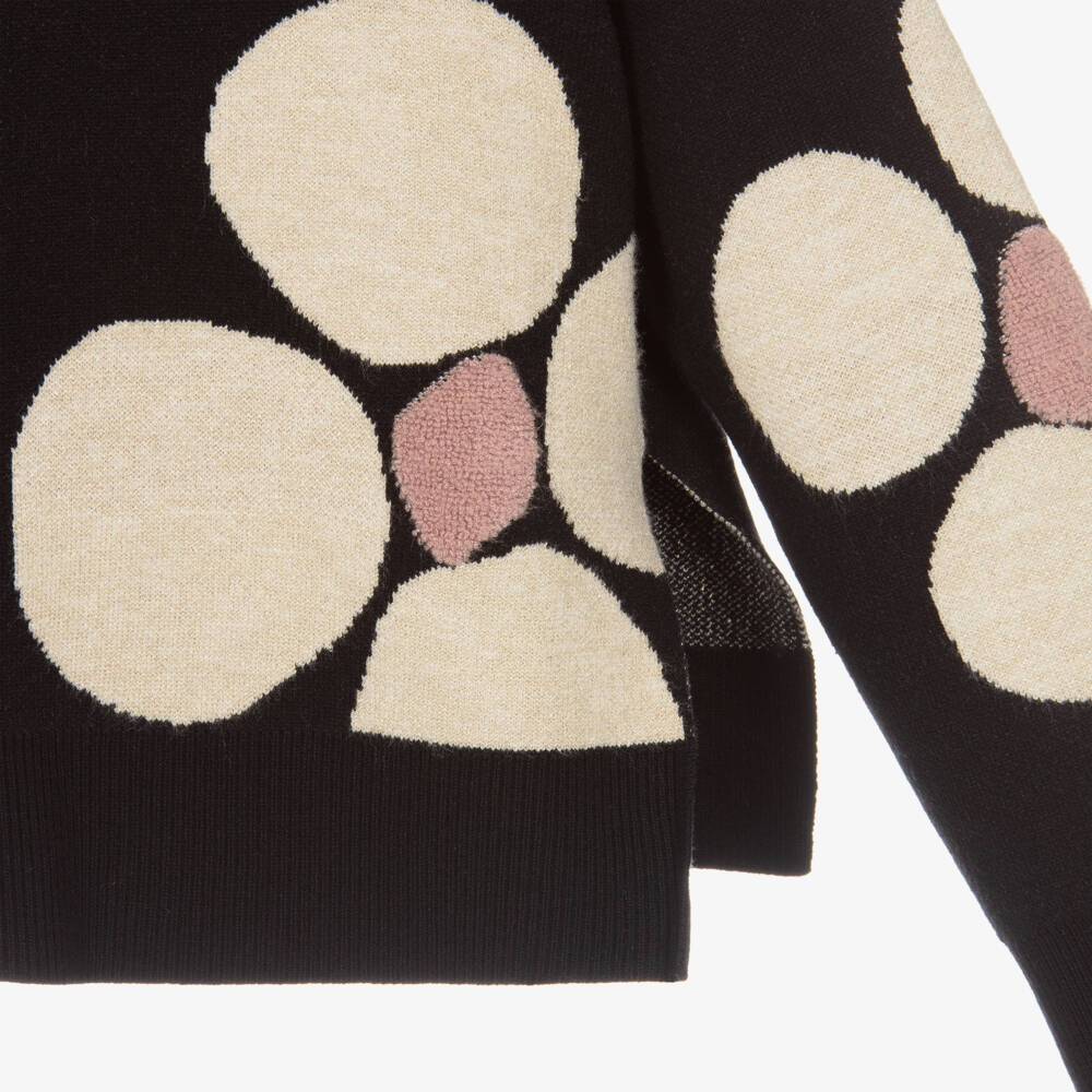 Mayoral-Girls Black Floral Knit Sweater | Childrensalon Outlet