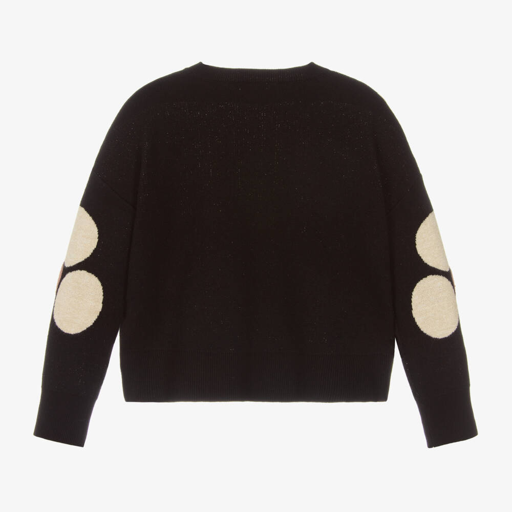 Mayoral-Girls Black Floral Knit Sweater | Childrensalon Outlet