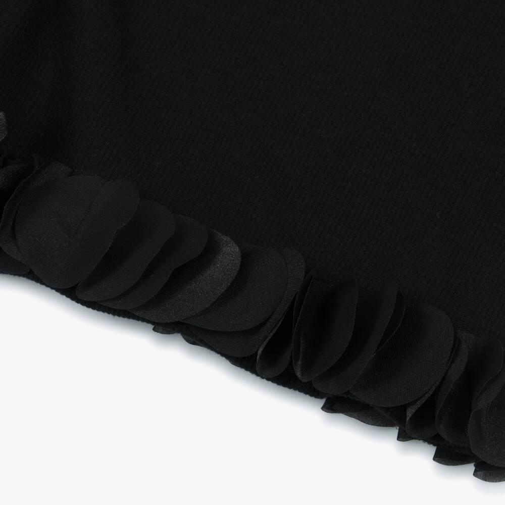 Mayoral-Girls Black Floral Trim Jersey Top | Childrensalon Outlet