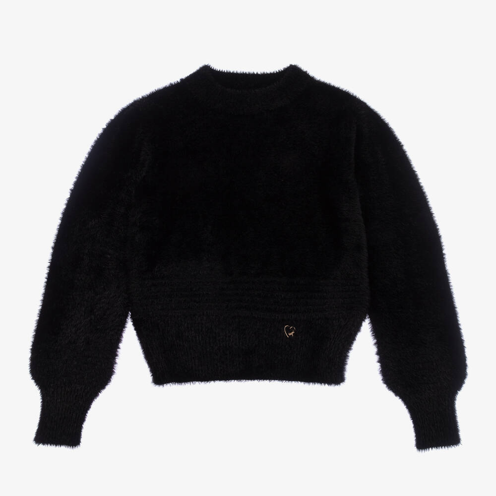 Girls black shop fluffy jumper