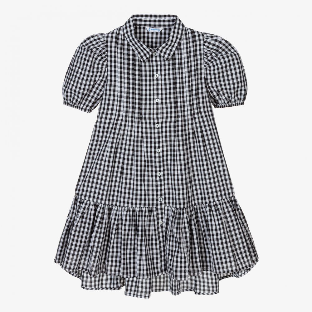 Mayoral - Girls Black Gingham Dress | Childrensalon