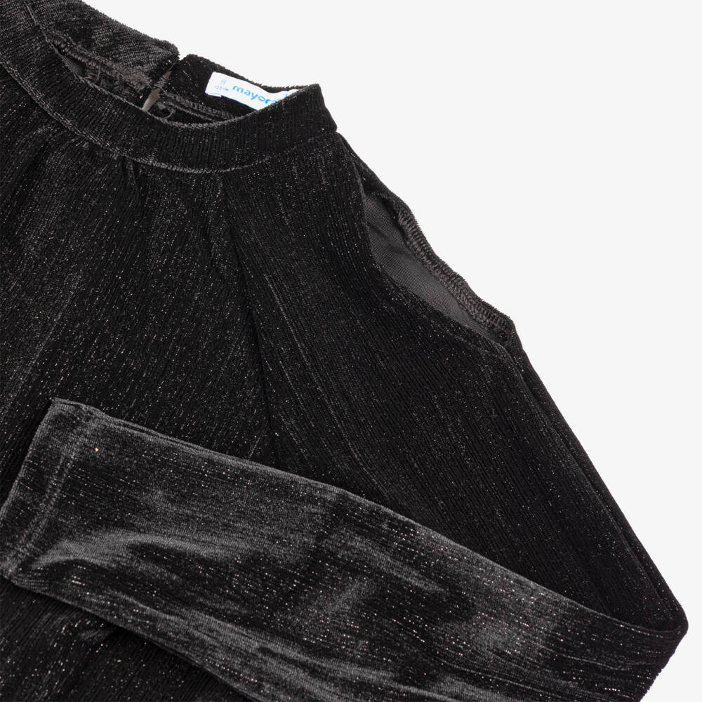 Mayoral-Girls Black Glitter Velour Set | Childrensalon Outlet