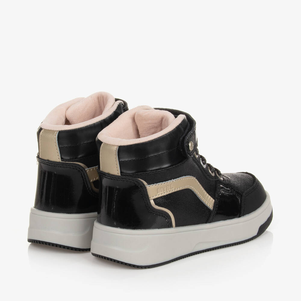 Michael kors high top sneakers black and gold discount