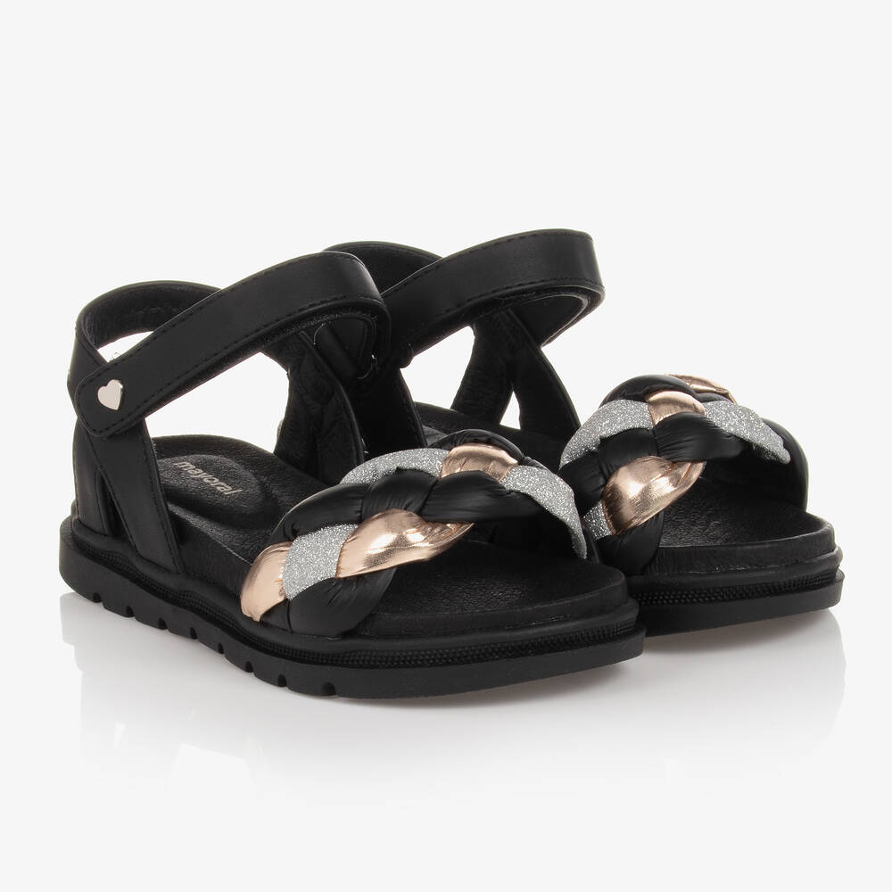 Mayoral - Flechtriemen-Sandalen schwarz/gold | Childrensalon