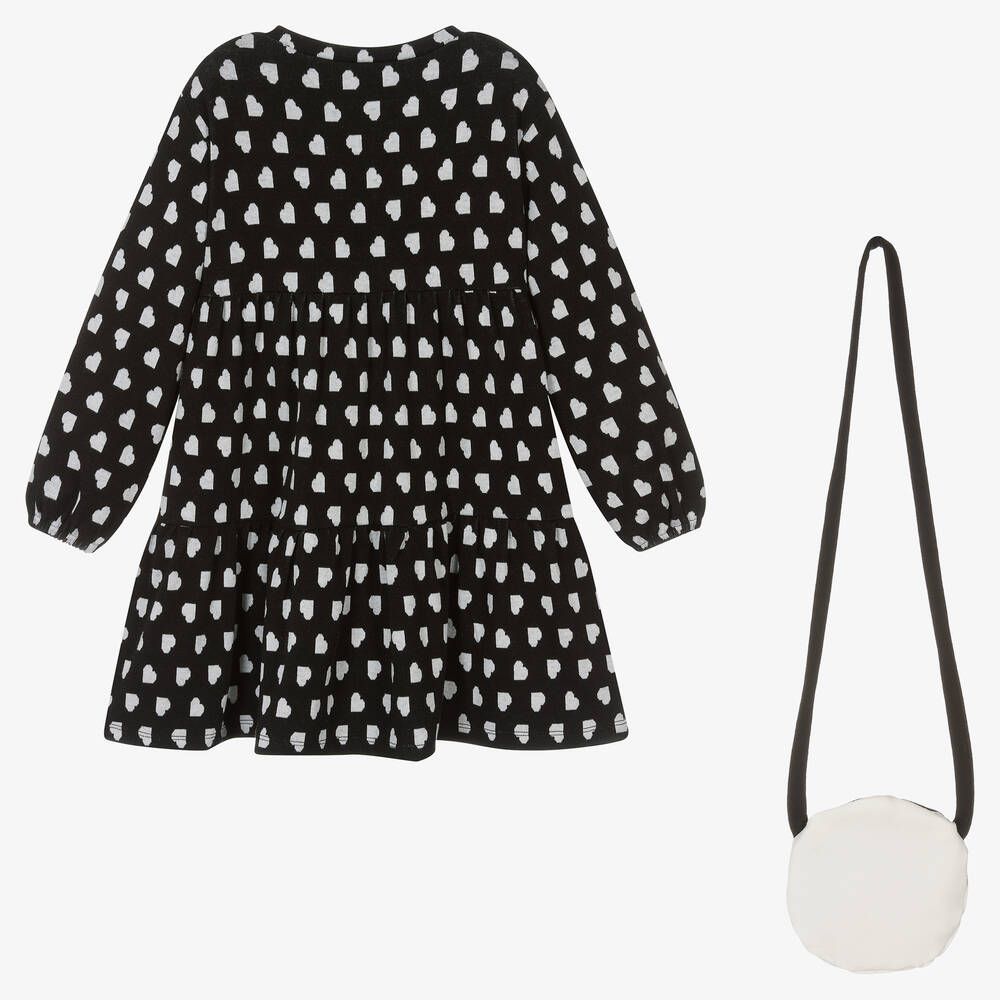 Mayoral-Черное платье с сердечками и сумка | Childrensalon Outlet