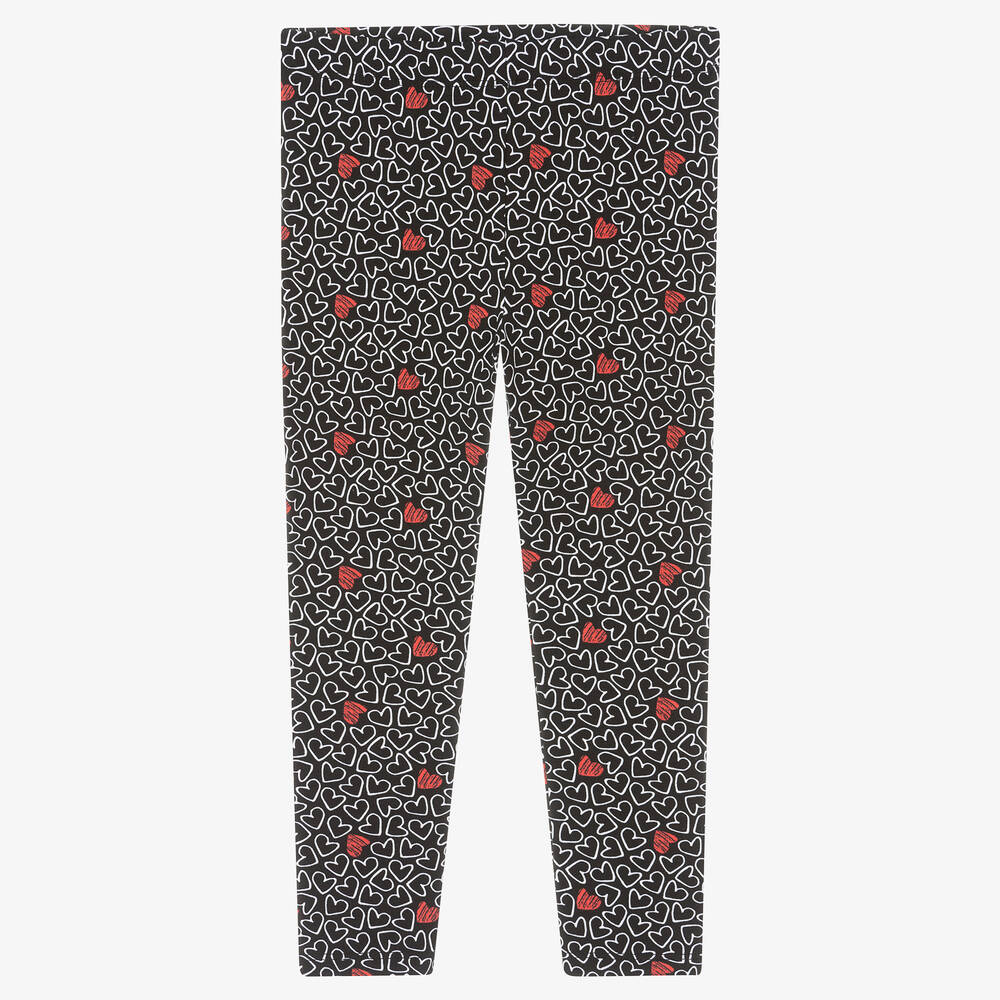 Mayoral - Schwarze Leggings mit Herz-Print | Childrensalon