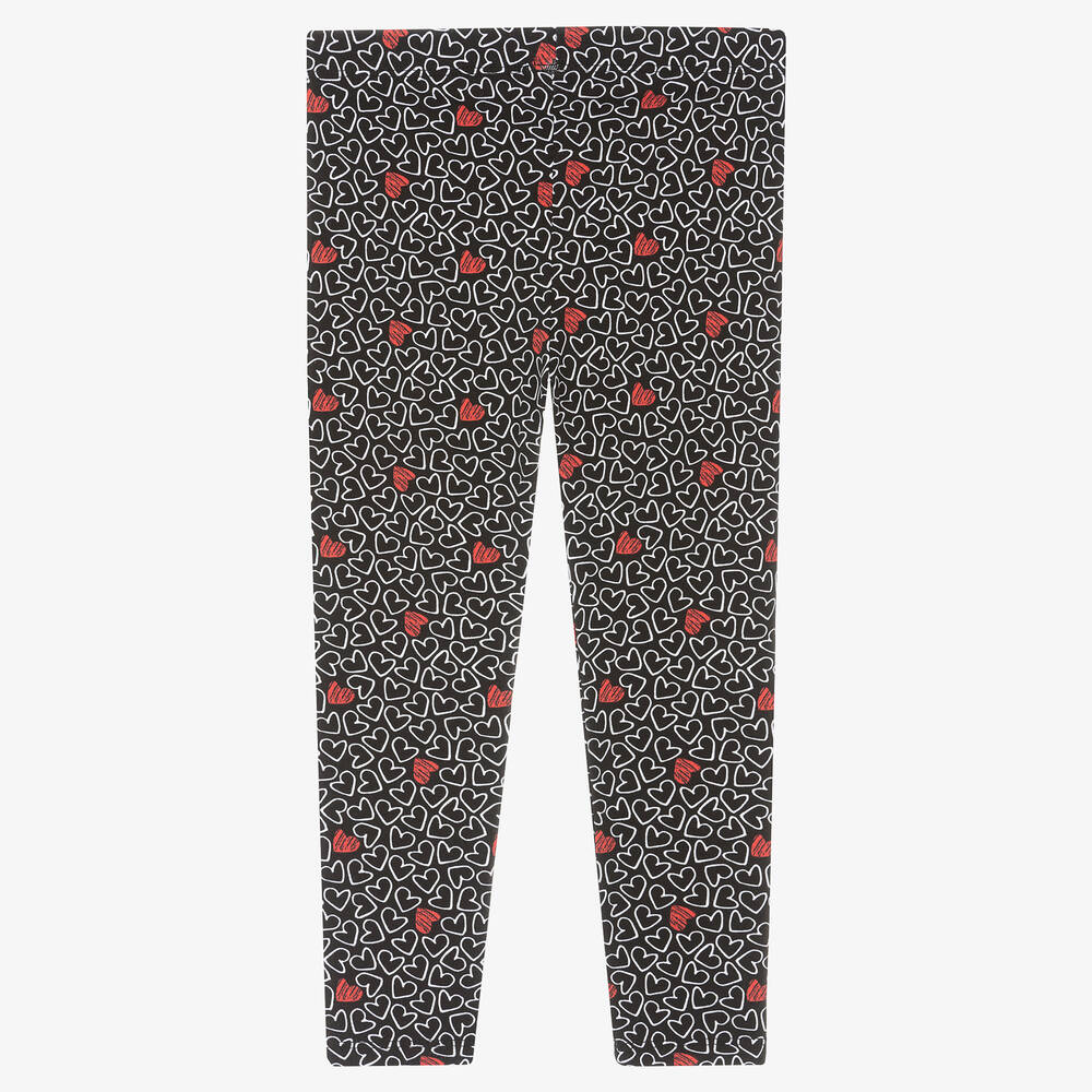 Mayoral-Girls Black Heart Print Leggings | Childrensalon Outlet