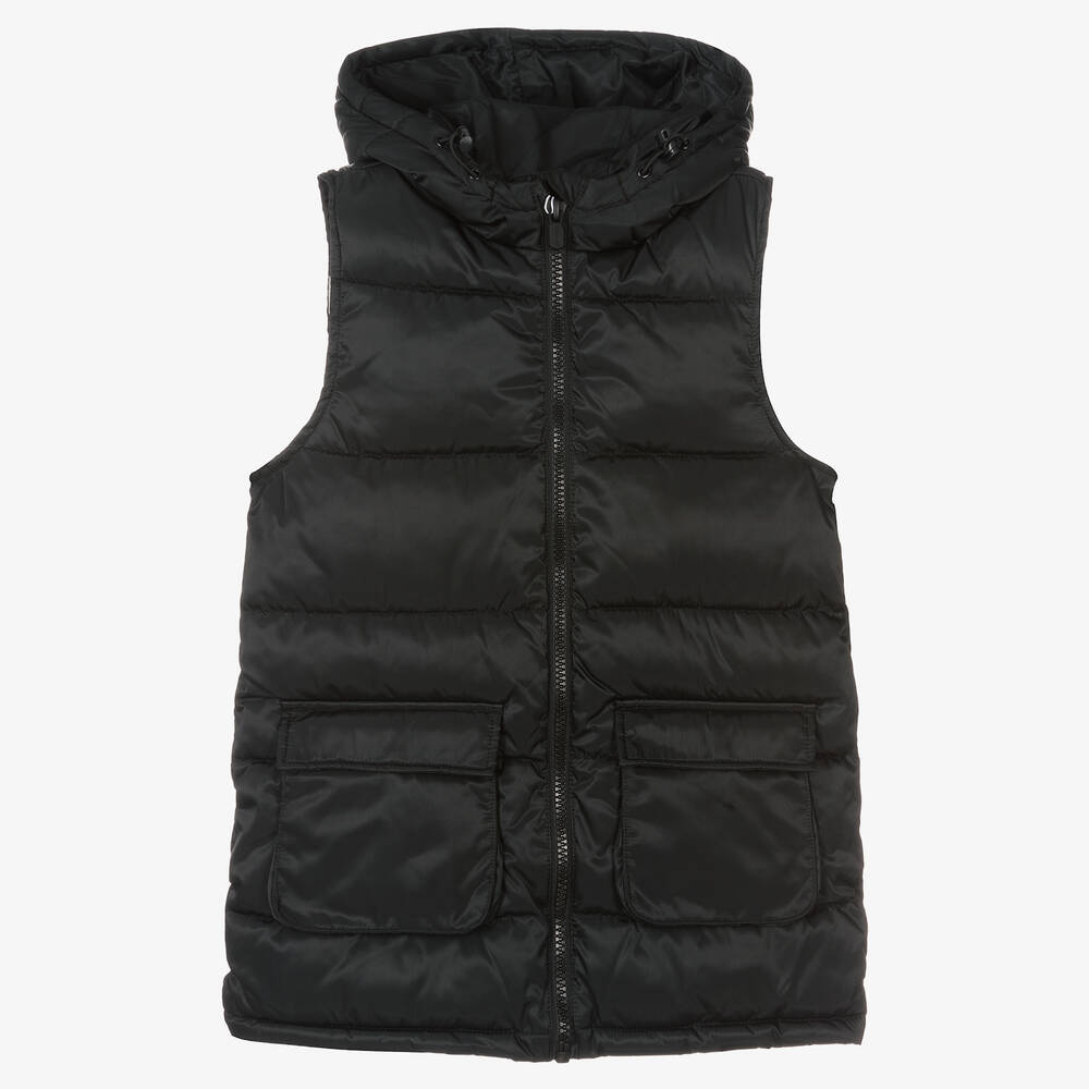 Mayoral - Girls Black Hooded Gilet Jacket | Childrensalon