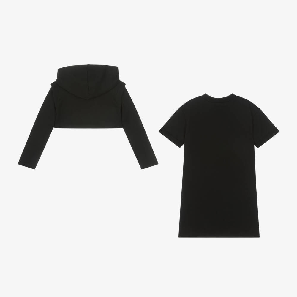 Mayoral-طقم فستان قطن جيرسي لون أسود | Childrensalon Outlet