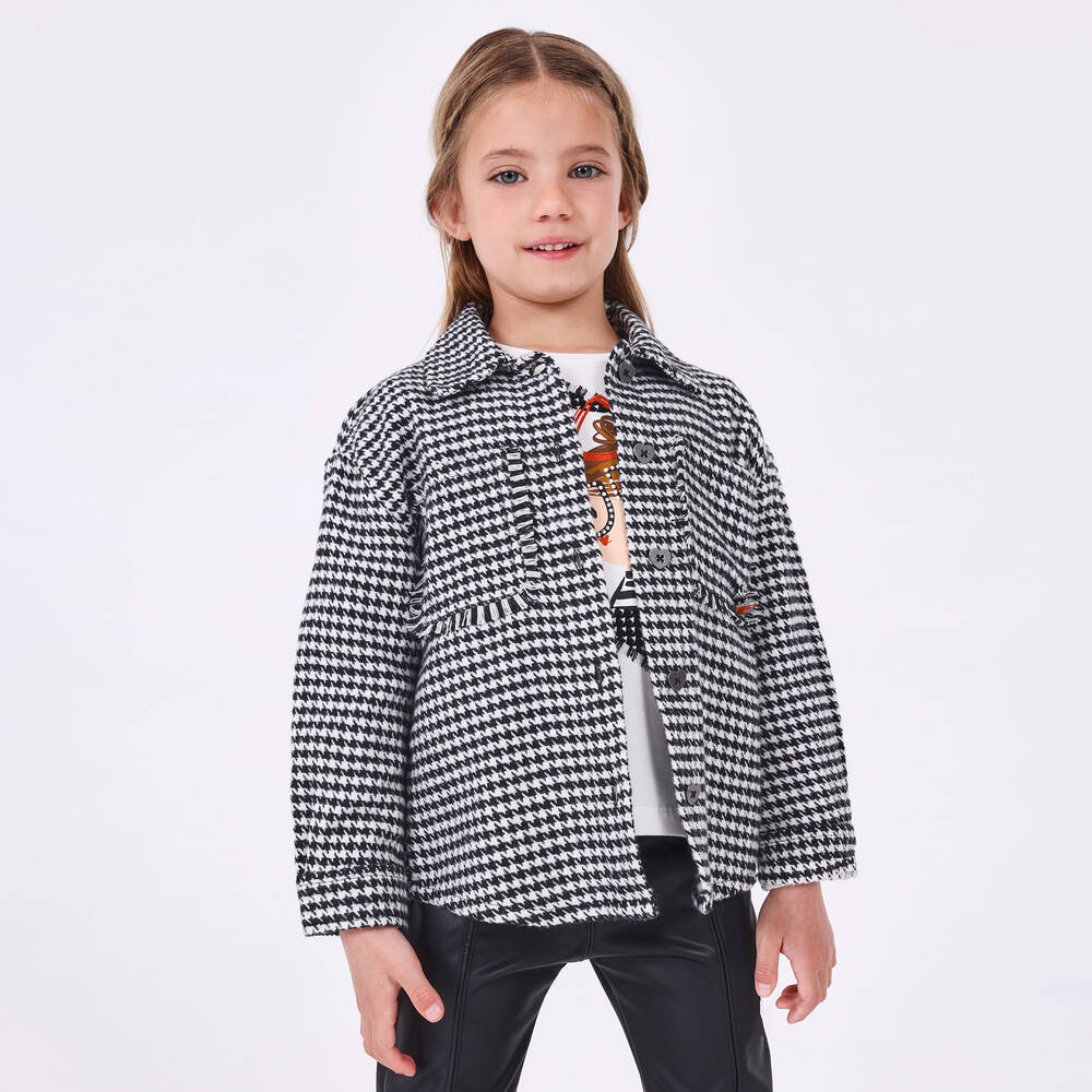 Mayoral-Черная фланелевая куртка-рубашка в гусиную лапку | Childrensalon Outlet
