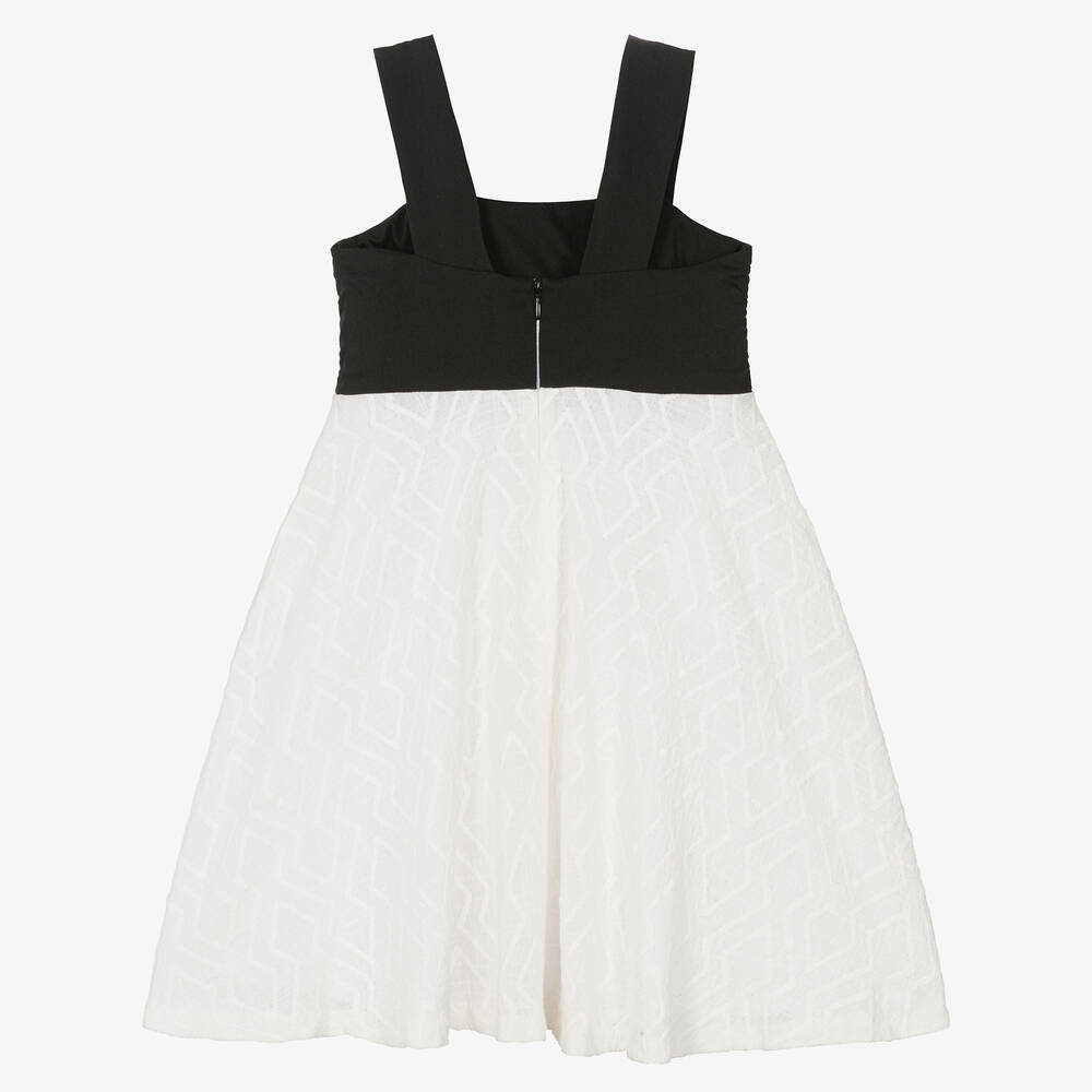 Mayoral-Girls Black & Ivory Cotton Dress | Childrensalon Outlet